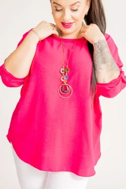 Damskie Włoski Amarantowa Bluzka z wisiorkiem GERTO