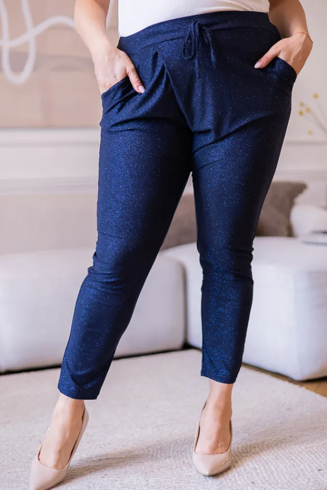 Damskie Polski Atramentowe Spodnie brokatowe BULIO