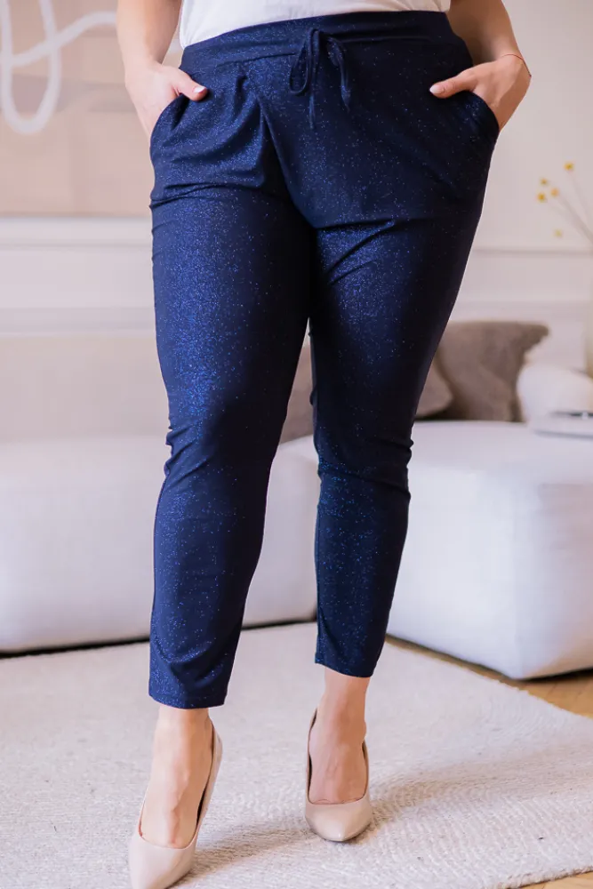 Damskie Polski Atramentowe Spodnie brokatowe BULIO