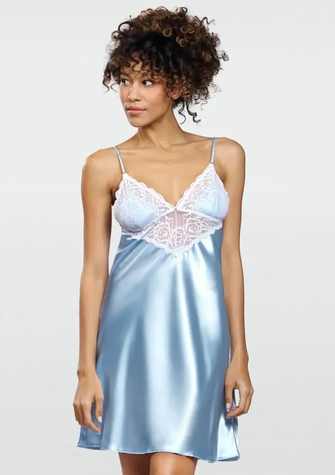 Polski Baby blue Halka satynowa LUNA