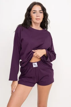 Polski Bakłażanowa Piżama z szortami LEKREZI