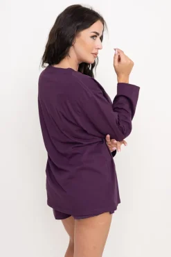 Polski Bakłażanowa Piżama z szortami LEKREZI