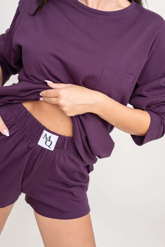 Polski Bakłażanowa Piżama z szortami LEKREZI