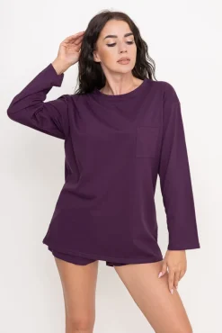 Polski Bakłażanowa Piżama z szortami LEKREZI