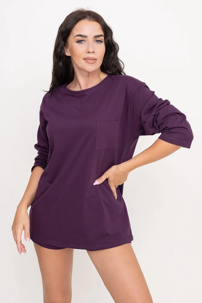 Polski Bakłażanowa Piżama z szortami LEKREZI