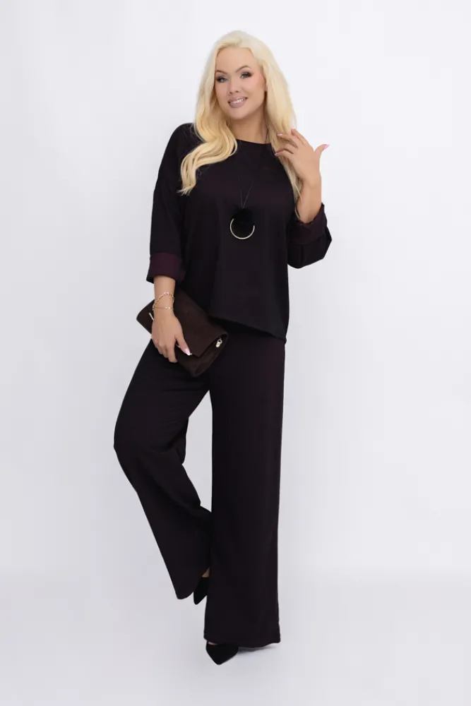 Włoski Bakłażanowy Komplet z wisiorkiem KORGIO