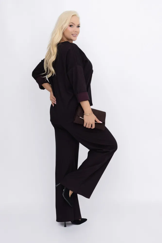 Włoski Bakłażanowy Komplet z wisiorkiem KORGIO