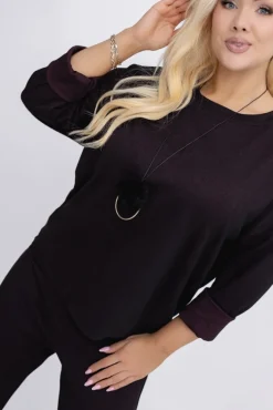 Włoski Bakłażanowy Komplet z wisiorkiem KORGIO