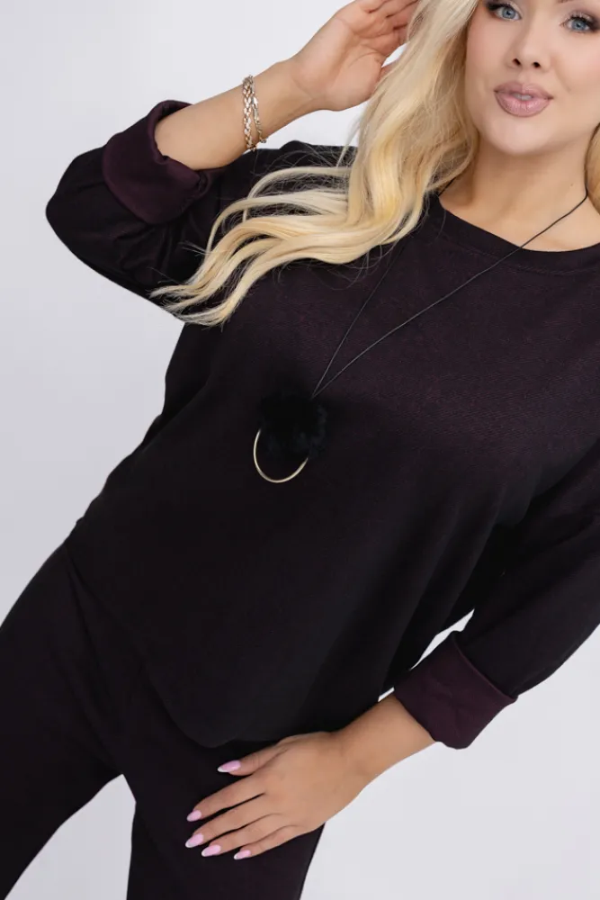 Włoski Bakłażanowy Komplet z wisiorkiem KORGIO