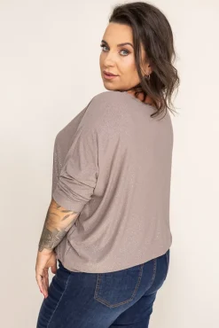 Damskie Polski Beżowa Bluzka Brokatowa DEQUZI