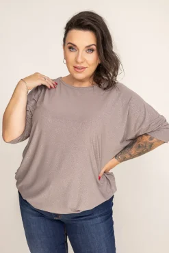 Damskie Polski Beżowa Bluzka Brokatowa DEQUZI