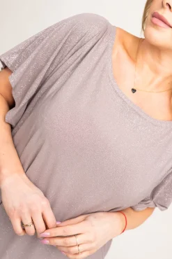 Damskie Polski Beżowa Bluzka brokatowa MALPEZA