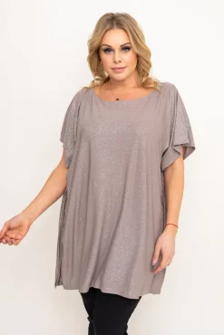 Damskie Polski Beżowa Bluzka brokatowa MALPEZA