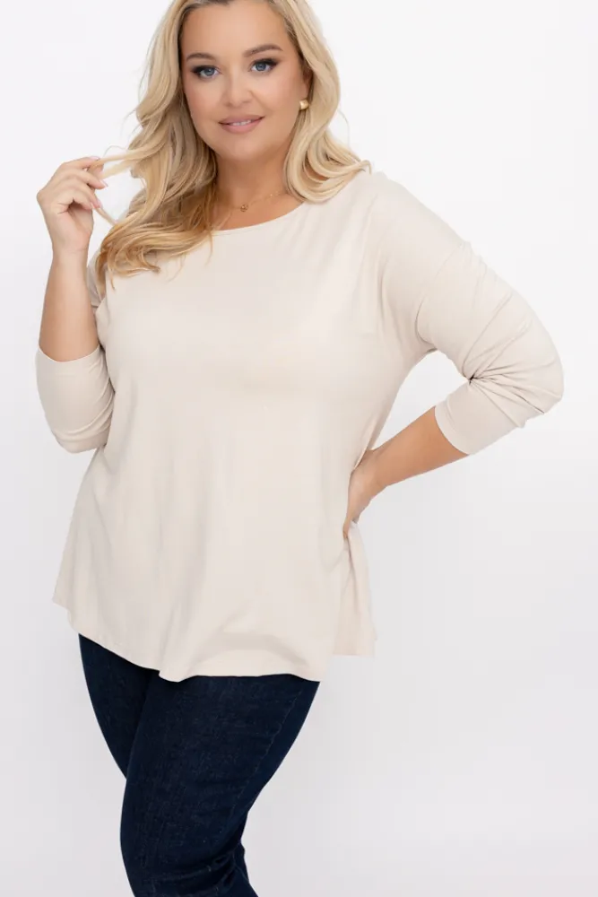 Damskie Włoski Beżowa Bluzka DEFENTO