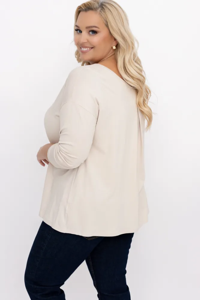 Damskie Włoski Beżowa Bluzka DEFENTO