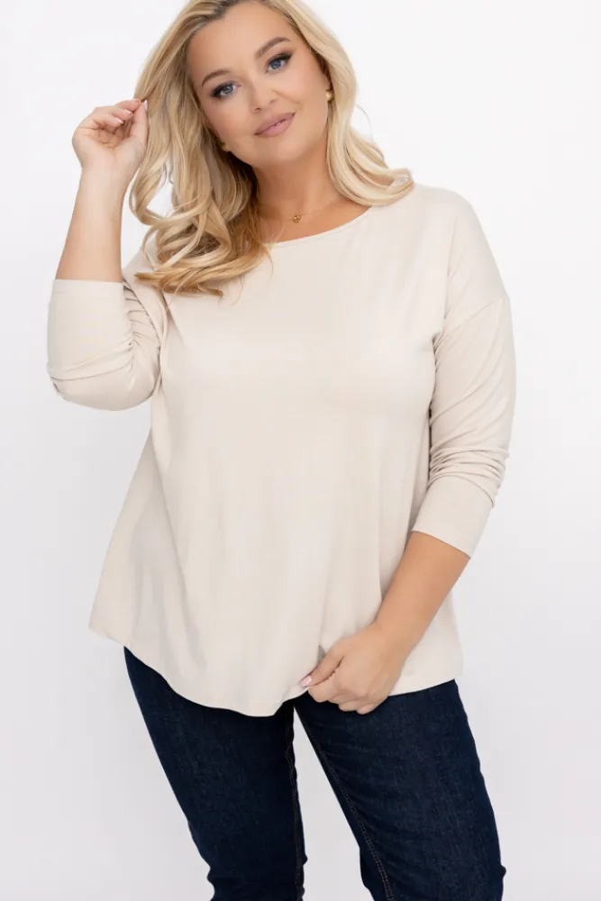 Damskie Włoski Beżowa Bluzka DEFENTO