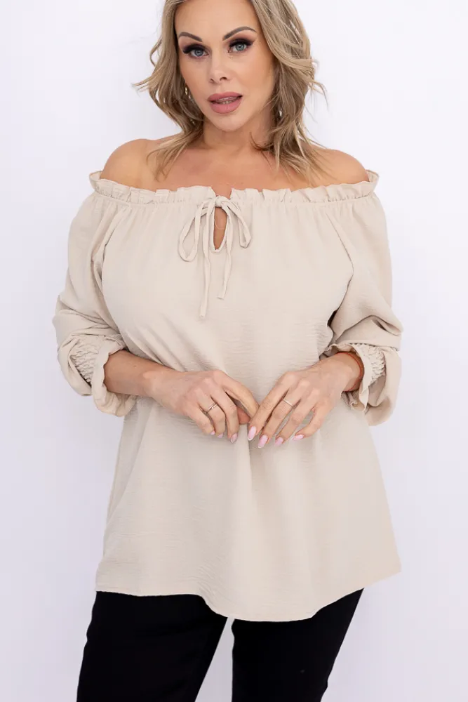 Damskie Włoski Beżowa Bluzka SEGAYO