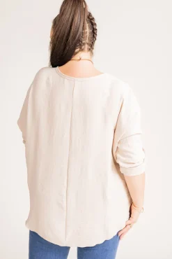 Damskie Włoski Beżowa Bluzka z wisiorkiem GERTO