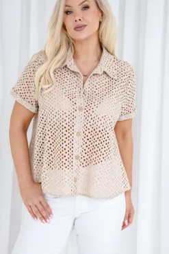 Damskie Polski Beżowa Koszula NELI
