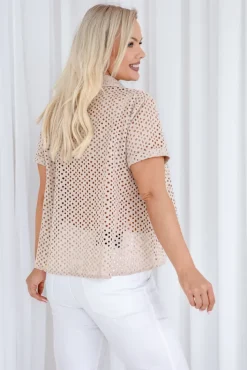 Damskie Polski Beżowa Koszula NELI