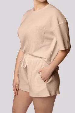 Polski Beżowa Piżama z szortami COZY