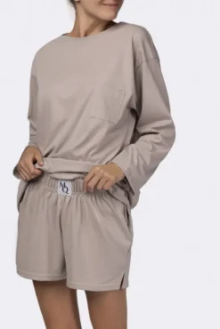 Polski Beżowa Piżama z szortami LEKREZI
