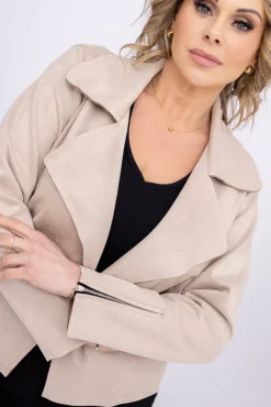 Damskie Polski Beżowa Ramoneska zamszowa FINEZI