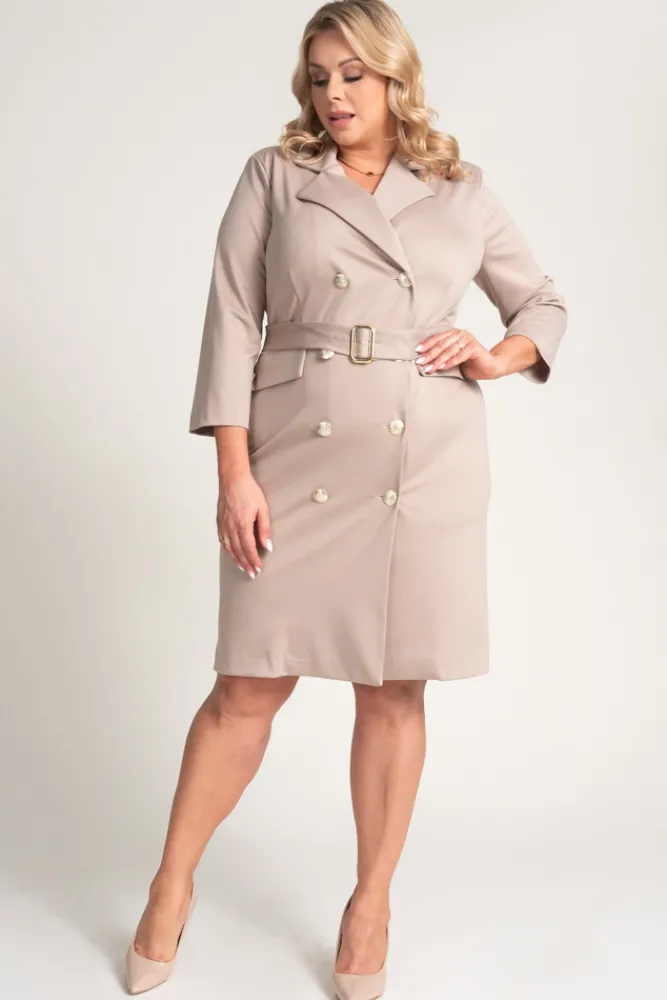 Polski Beżowa Sukienka żakietowa GANTIA