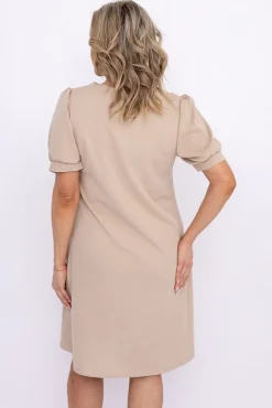 Włoski Beżowa Sukienka BERGIA