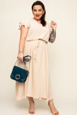 Polski Beżowa Sukienka BLANCY