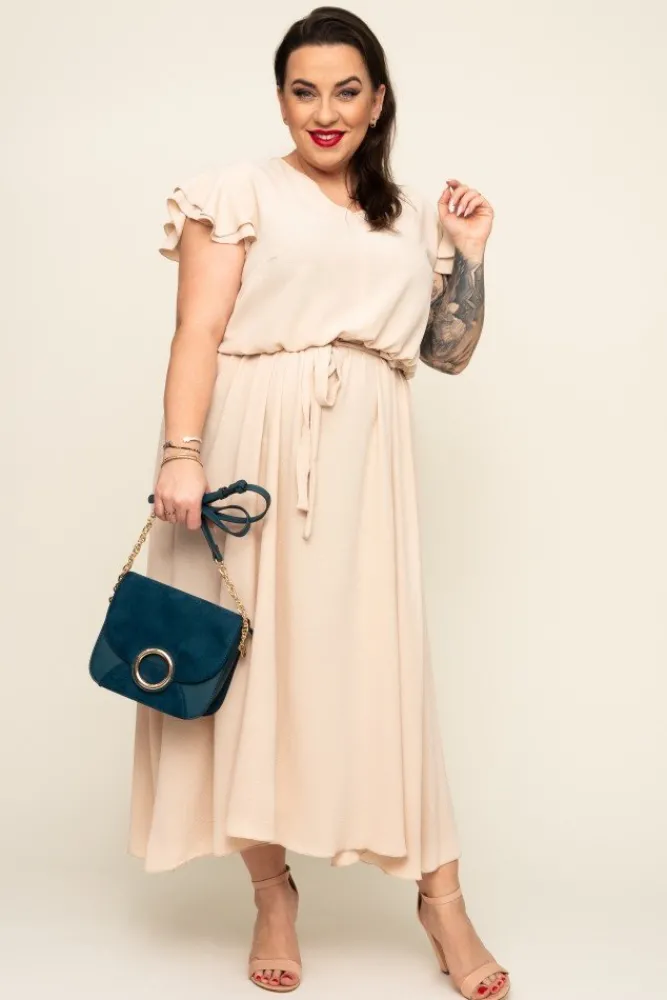 Polski Beżowa Sukienka BLANCY