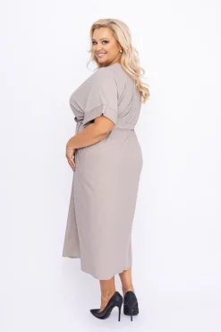 Polski Beżowa Sukienka brokatowa MONSORI