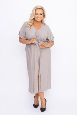 Polski Beżowa Sukienka brokatowa MONSORI