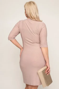 Polski Beżowa Sukienka brokatowa BRILIA