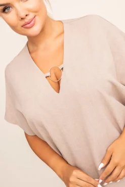 Polski Beżowa Sukienka INSTEVI