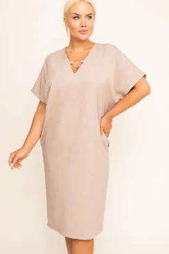 Polski Beżowa Sukienka INSTEVI