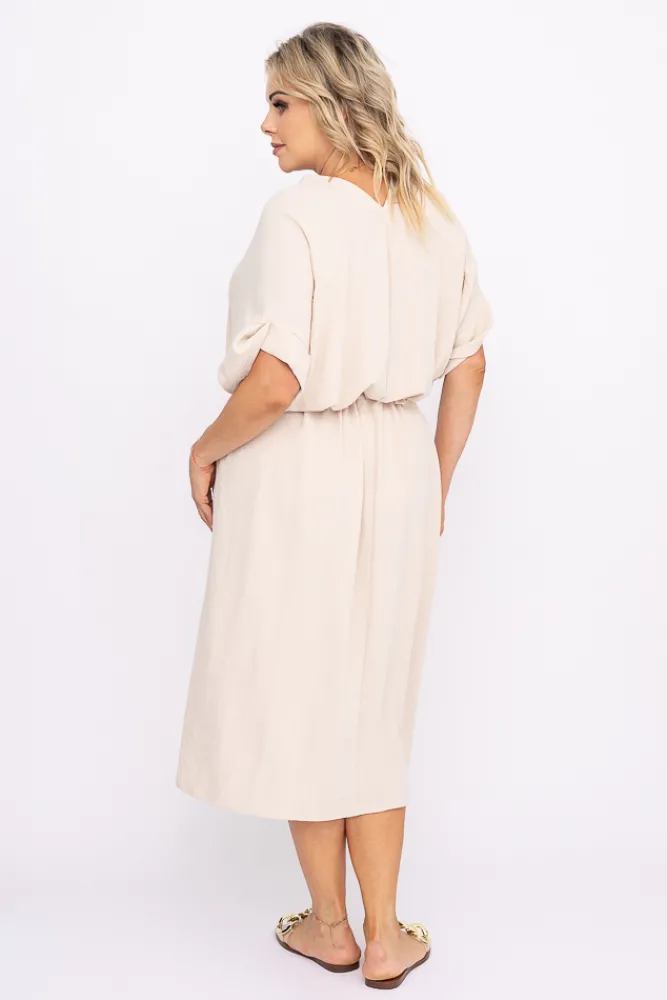 Polski Beżowa Sukienka MICHIGAN