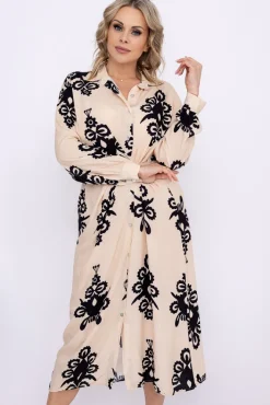 Włoski Beżowa Sukienka MIRTI