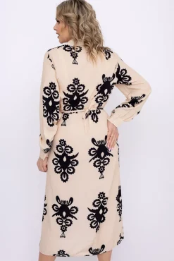 Włoski Beżowa Sukienka MIRTI