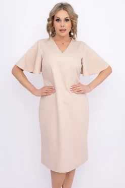 Polski Beżowa Sukienka PARMI