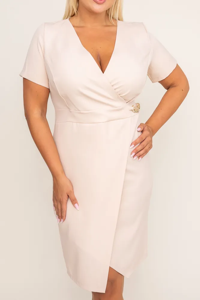 Polski Beżowa Sukienka PEIROSA