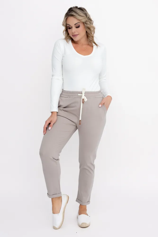 Damskie Włoski Beżowe Spodnie dresowe DAFNE