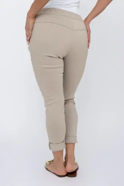 Damskie Włoski Beżowe Spodnie GIATTO