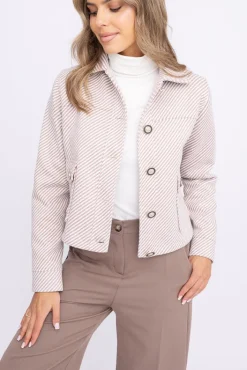 Damskie Polski Beżowo-biała Kurtka TUSEMENO