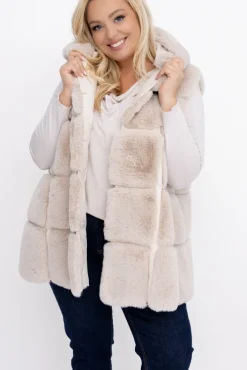 Damskie Włoski Kożuszek z kapturem FIRIO