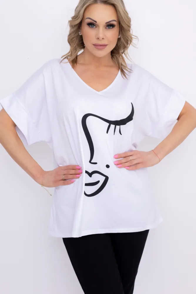 Damskie Włoski Biała Bluzka BELIANO Wzór 1