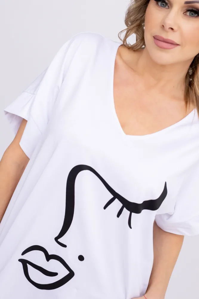 Damskie Włoski Biała Bluzka BELIANO Wzór 1