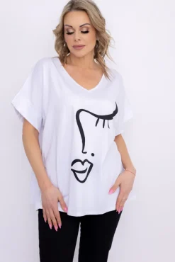 Damskie Włoski Biała Bluzka BELIANO Wzór 1