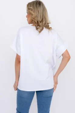 Damskie Włoski Biała Bluzka DESTIMI
