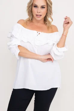 Damskie Włoski Biała Bluzka hiszpanka LORENZ